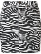 Saint Laurent Zebra Print Denim Skirt - Black