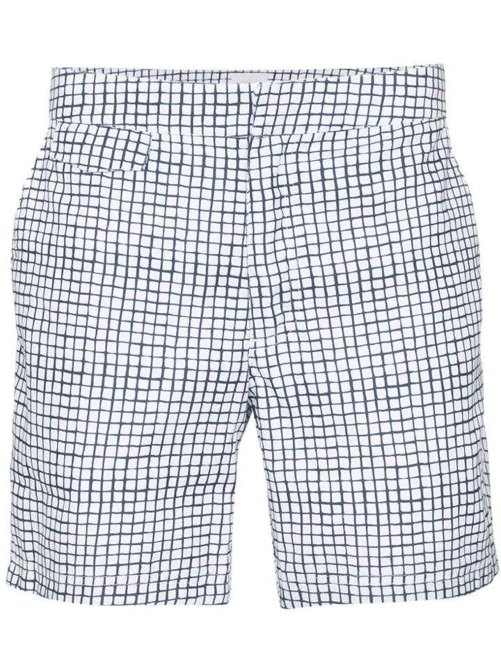 Sunspel Shibori Grid-print Swim Shorts - White