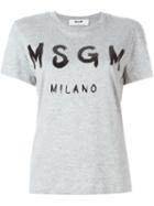 Msgm Logo Print T-shirt, Women's, Size: M, Grey, Cotton