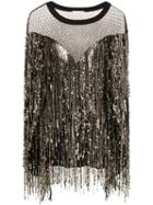 Faith Connexion Mesh Panel Sequin Blouse - Black