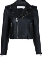 Victoria Victoria Beckham Cropped Biker Jacket, Women's, Size: 10, Black, Leather