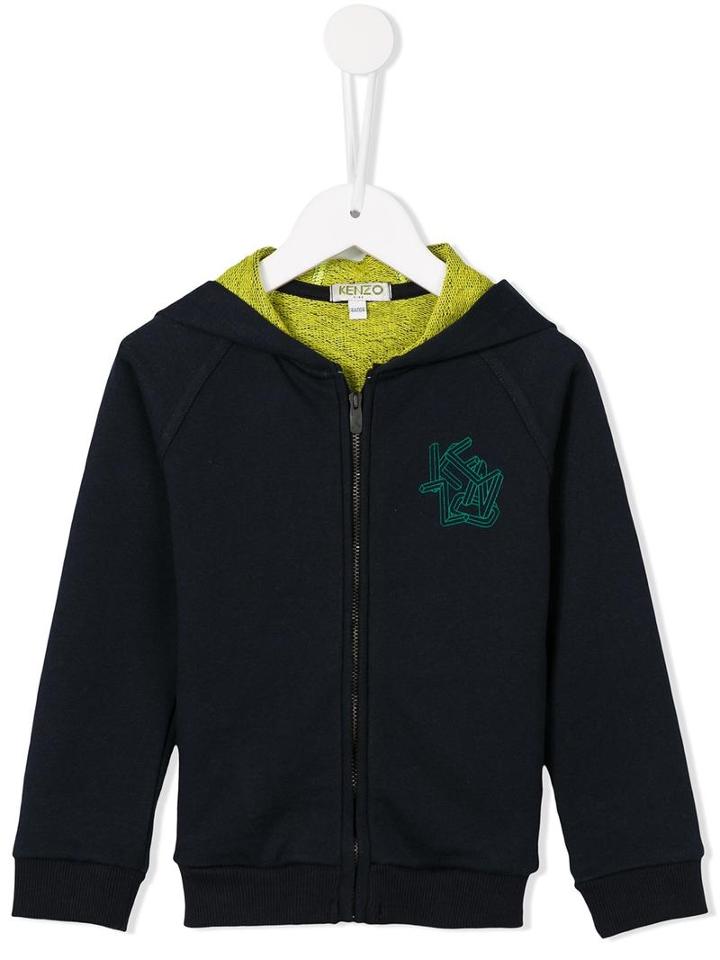 Kenzo Kids Logo Embroidered Hoodie, Girl's, Size: 12 Yrs, Blue