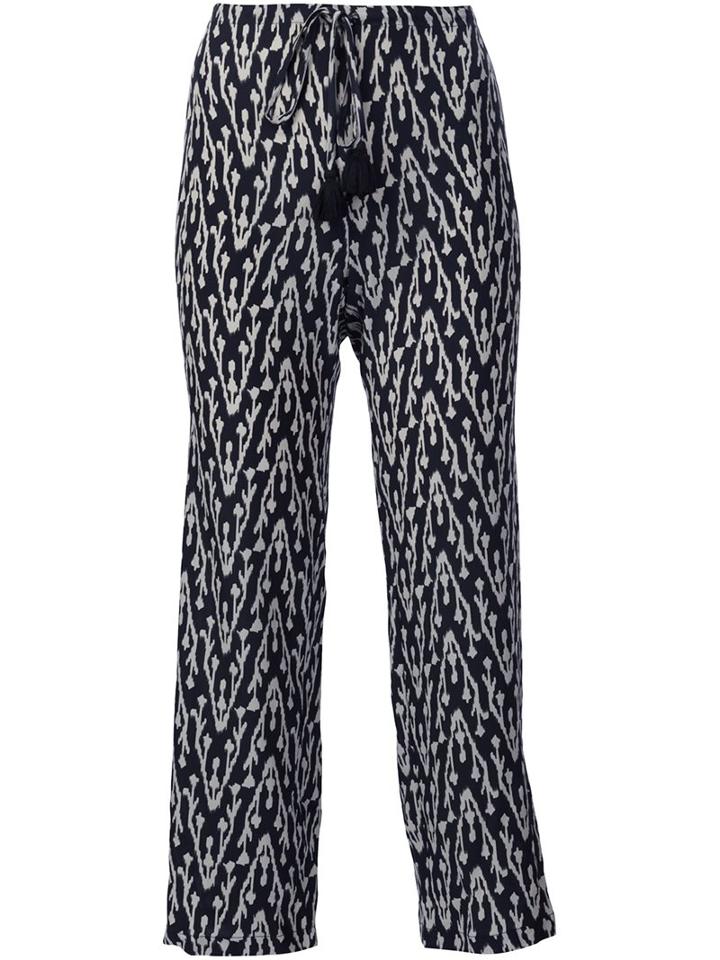 Figue 'zamba' Ikat Print Cropped Trousers, Women's, Size: Medium, Black, Silk