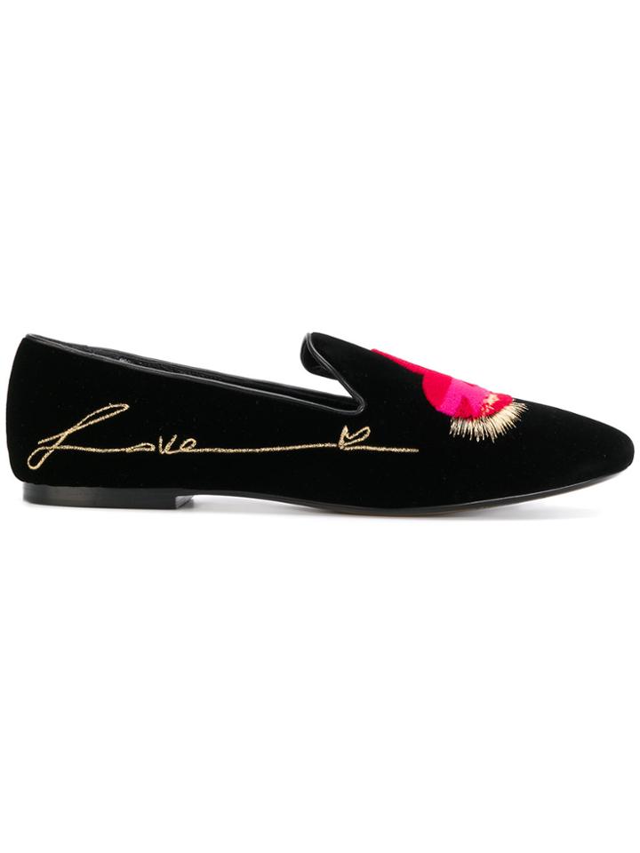 Saint Laurent Smoking Heart Loafers - Black