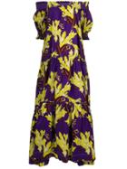 P.a.r.o.s.h. Floral-print Off-the-shoulder Dress - Purple