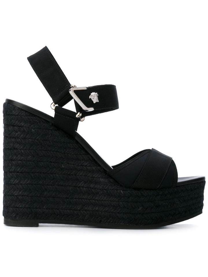 Versace Wedge Sandals - Black