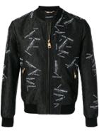 Dolce & Gabbana All Over Logo Patches Bomber Jacket - Black