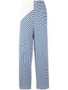 Mm6 Maison Margiela Wide Leg Striped Trousers, Women's, Size: Medium, White, Polyamide/spandex/elastane/viscose