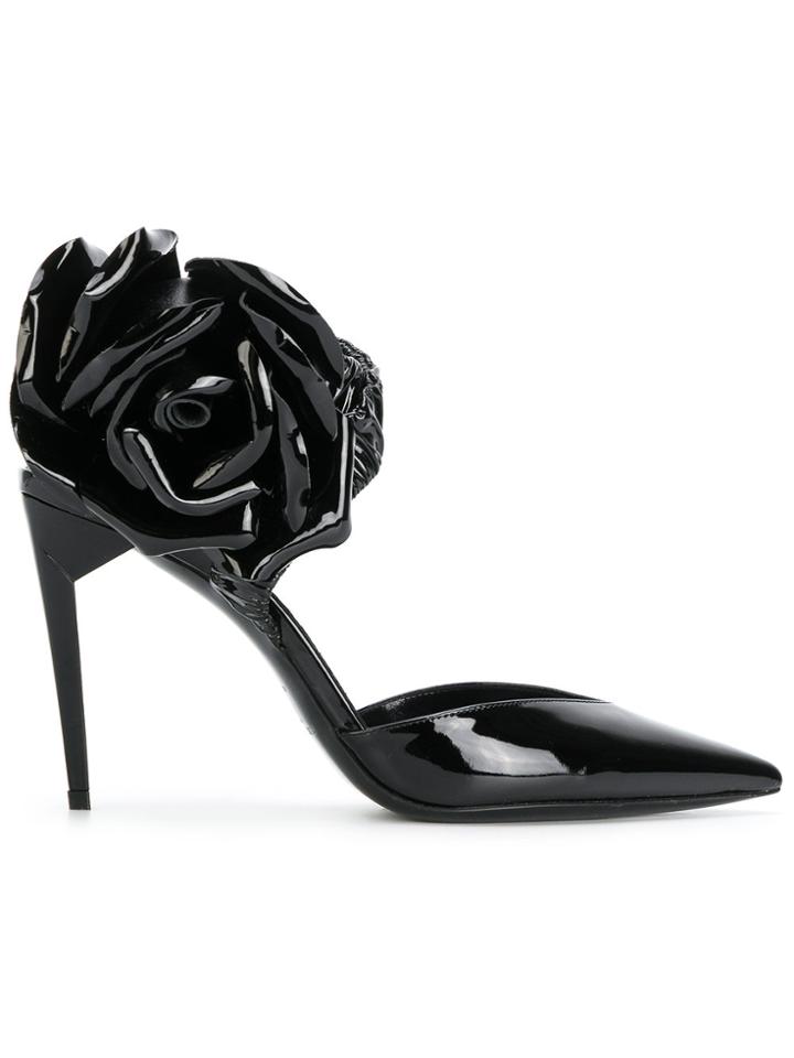Saint Laurent Slingback Flower Pumps - Black