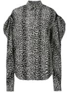 Saint Laurent - Drop Puff Sleeve Shirt - Women - Silk/cotton - 36, Black, Silk/cotton