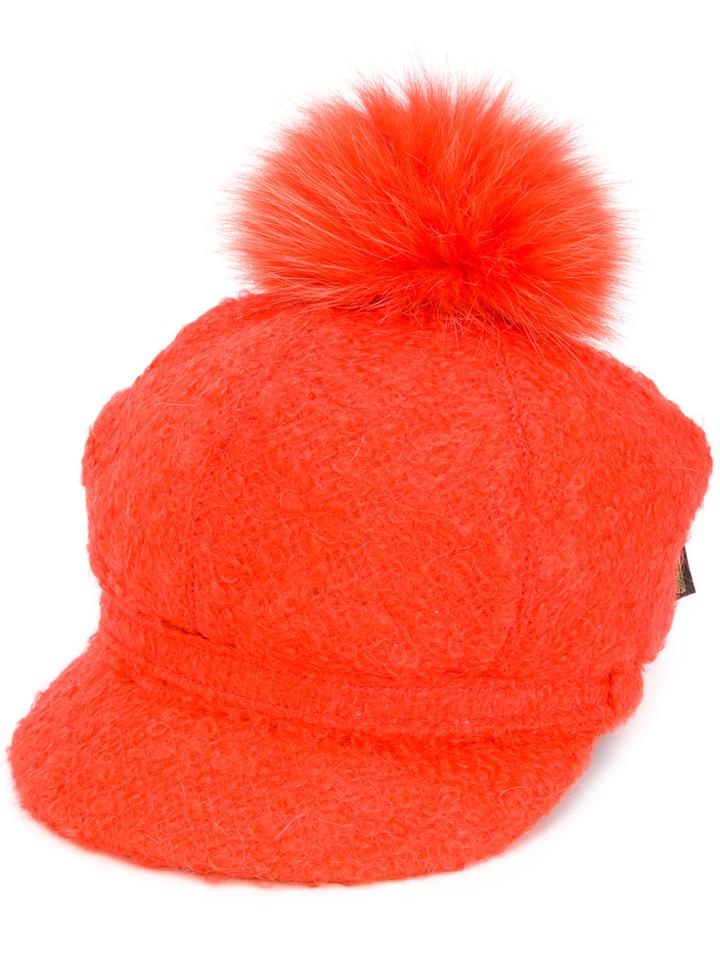 Borsalino Pom Pom Top Hat - Red