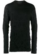 Yohji Yamamoto Distressed Wrinkle-effect Sweatshirt - Black