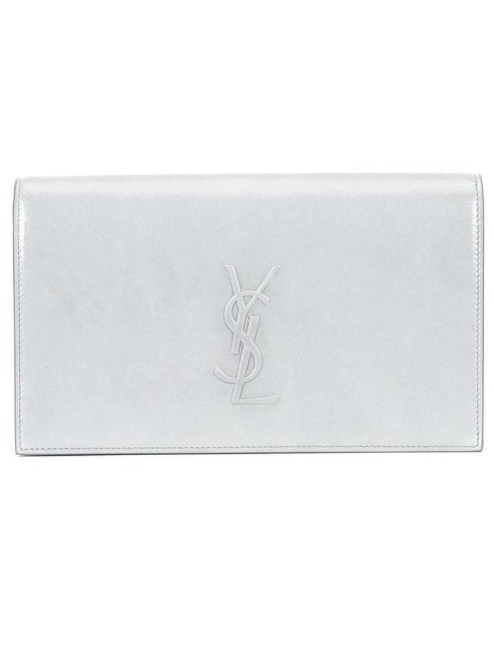 Saint Laurent Monogram Clutch, Women's, Grey, Acetate