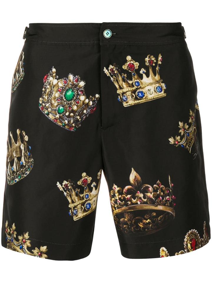 Dolce & Gabbana Printed Swim Shorts - Black