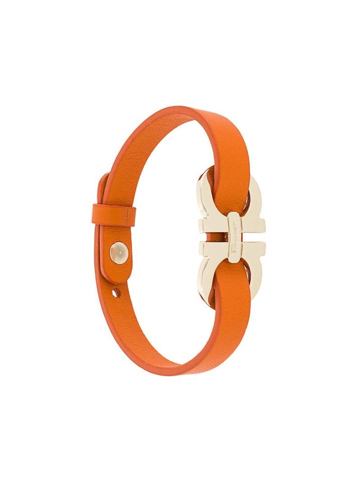 Salvatore Ferragamo Double Gancini Wrap Bracelet, Women's, Yellow/orange