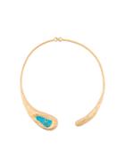 Forte Forte My Jewel Open Necklace With Green Stone - Gold