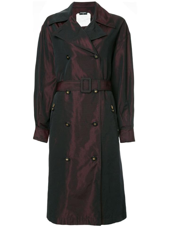 Chanel Pre-owned Cc Logos Long Sleeve Trench Coat - Pink