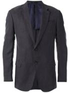 Armani Collezioni Flap Pockets Blazer, Men's, Size: 52, Blue, Linen/flax/lyocell/polyethylene/viscose