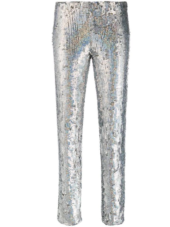 P.a.r.o.s.h. Sequinned Skinny-fit Trousers - Silver