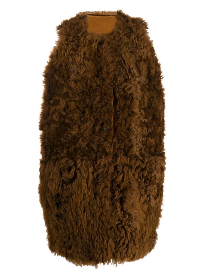 Marni Shearling Fur Gilet - Brown