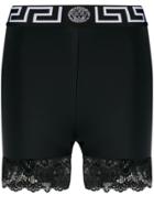 Versace Lace-trimmed Short Leggings - Black