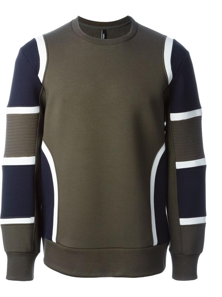 Neil Barrett Colour Block Sweatshirt, Men's, Size: M, Green, Viscose/lyocell/cotton/spandex/elastane
