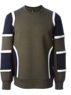 Neil Barrett Colour Block Sweatshirt, Men's, Size: M, Green, Viscose/lyocell/cotton/spandex/elastane