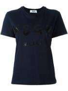 Msgm Logo Print T-shirt, Women's, Size: Large, Blue, Cotton