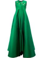 Maison Rabih Kayrouz Embellished Flared Gown, Women's, Size: 38, Green, Silk/polyester