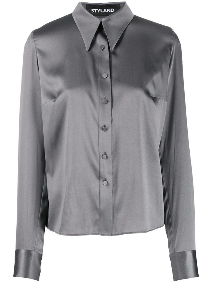 Styland Satin Shirt - Grey