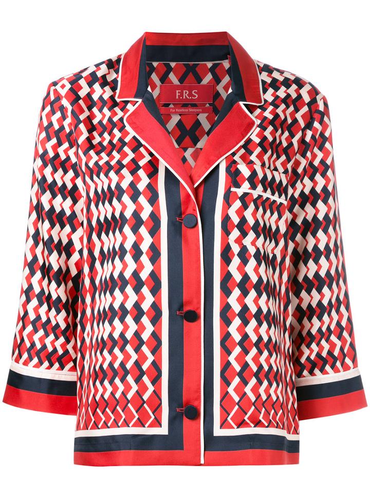 F.r.s For Restless Sleepers Geometric Print Shirt, Women's, Size: Medium, Red, Silk