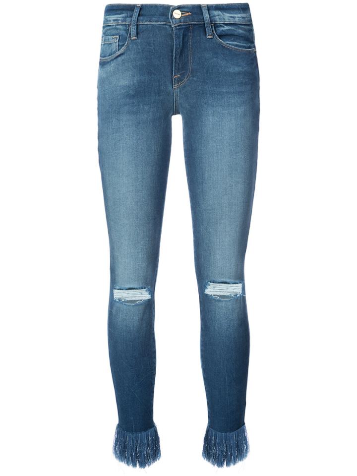 Frame Denim Frayed Ankle Jeans - Blue