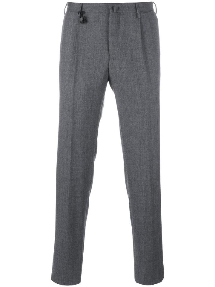 Incotex Pleated Slim Fit Trousers, Men's, Size: 48, Grey, Wool