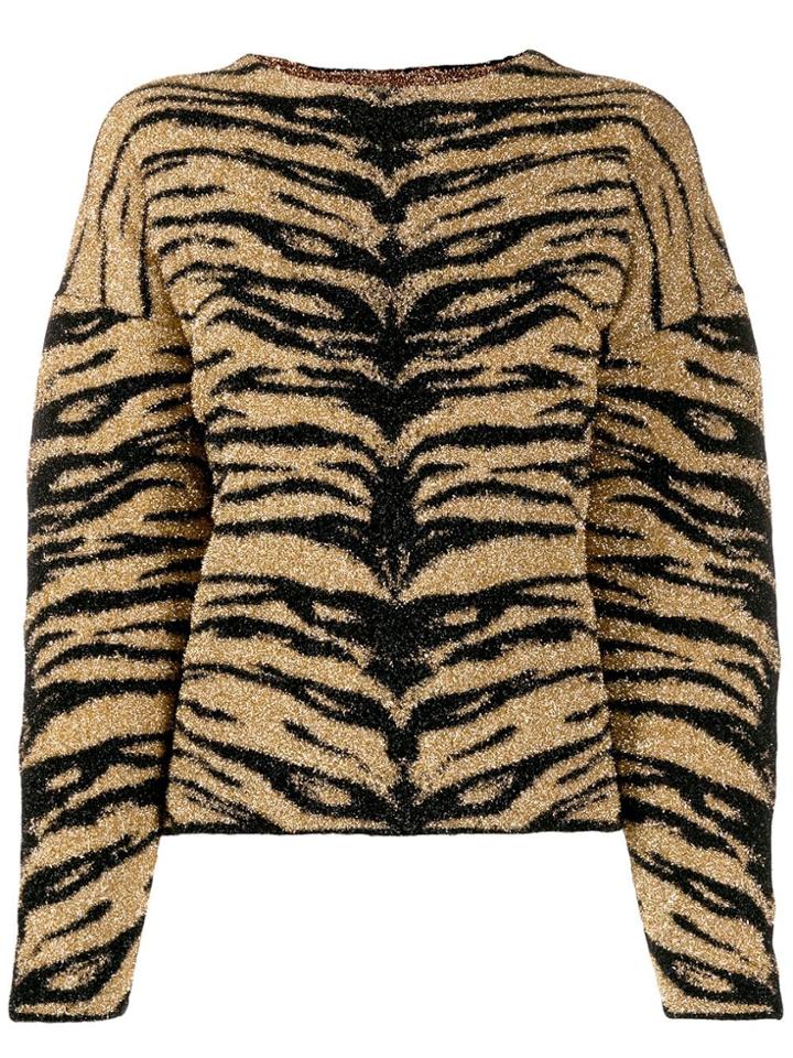 Laneus Tiger-print Jumper - Gold