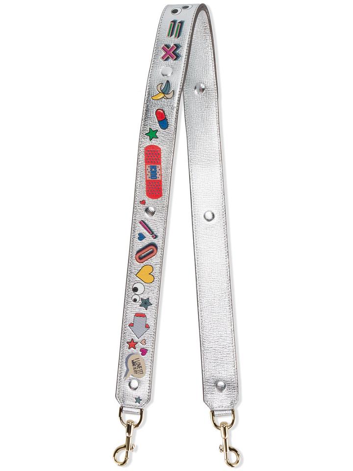 Anya Hindmarch - All Over Stickers Metallic (grey) Bag Strap - Women - Goat Skin - One Size, Goat Skin