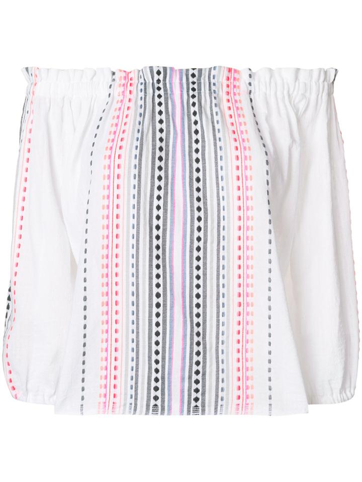 Lemlem Striped Off Shoulder Blouse - White