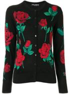 Dolce & Gabbana Roses Intarsia Knitted Cardigan - Black