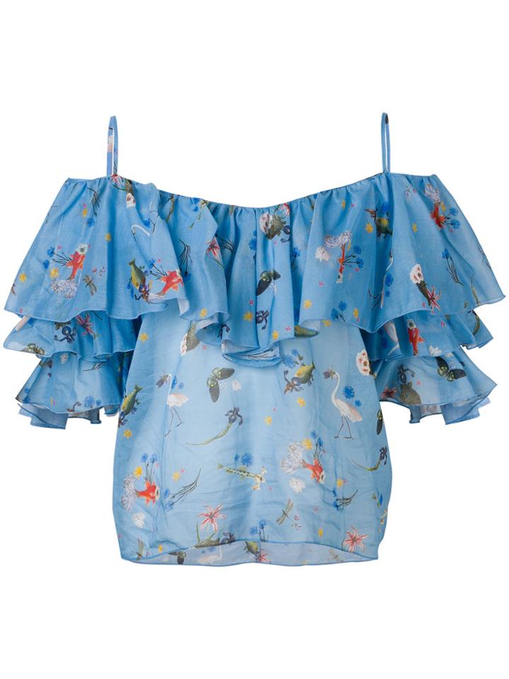 Vivetta Ruffled Neck Top - Blue