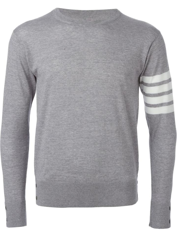 Thom Browne Striped Sleeve Sweater, Men's, Size: 3, Grey, Wool