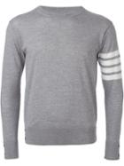 Thom Browne Striped Sleeve Sweater, Men's, Size: 3, Grey, Wool