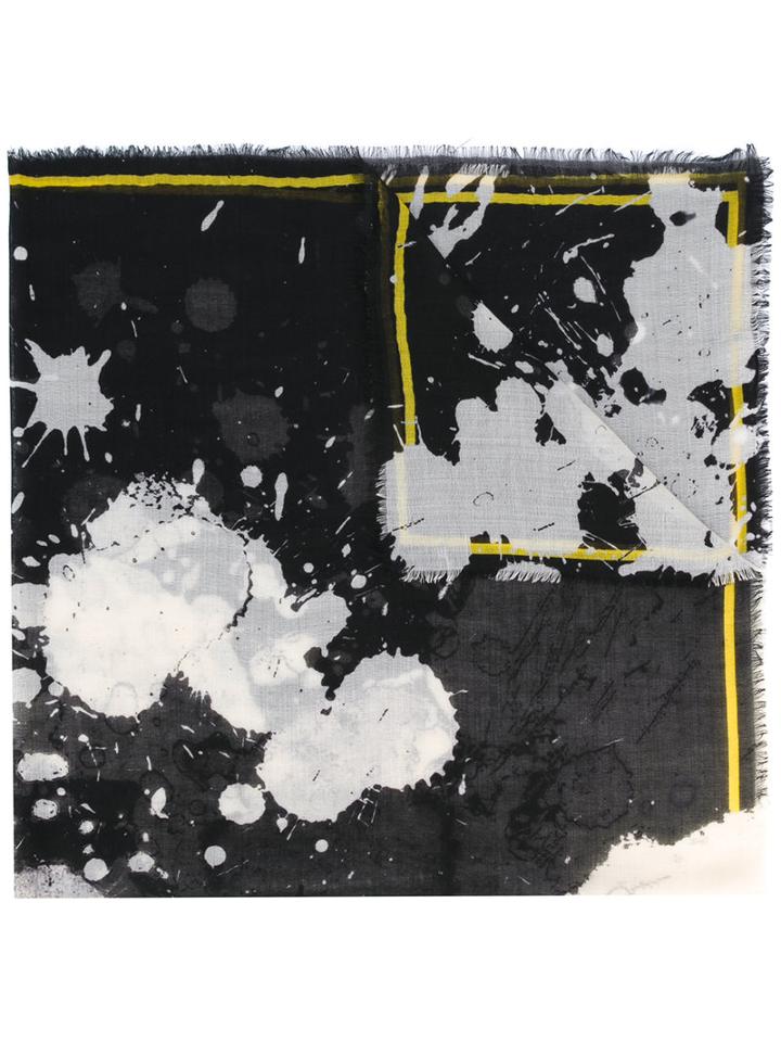 Haider Ackermann - Splatter Print Scarf - Women - Silk - One Size, Black, Silk