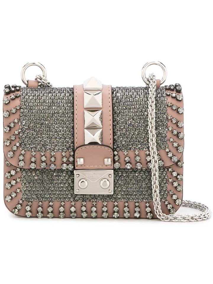 Valentino Valentino Garavani Mini 'glam Lock' Shoulder Bag, Women's, Pink/purple