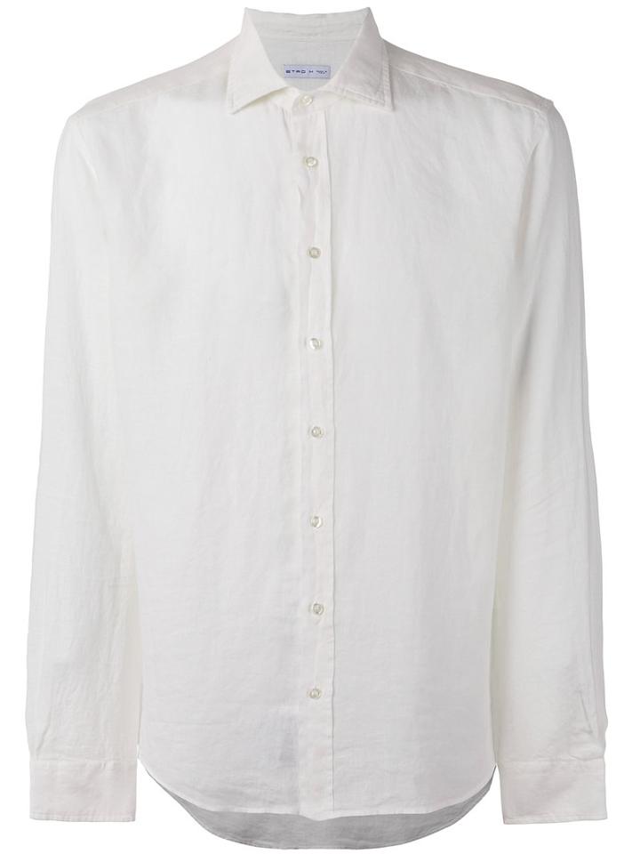 Etro Classic Shirt, Men's, Size: Medium, White, Linen/flax