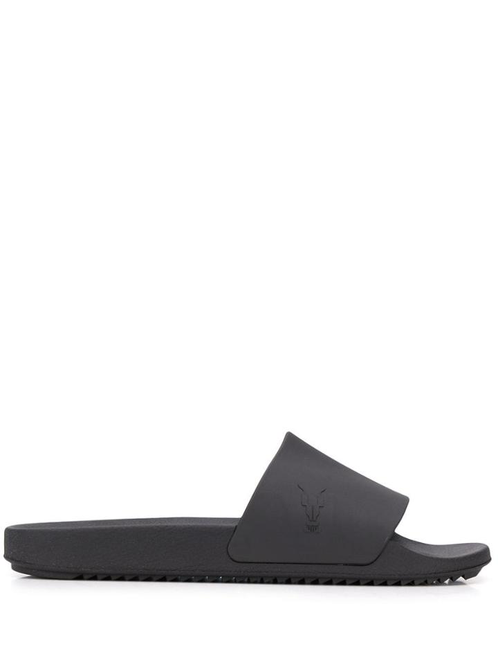 Rick Owens Drkshdw Logo Embossed Slides - Black