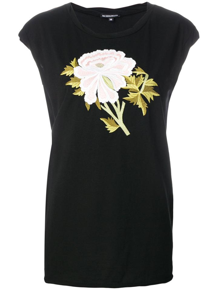 Ann Demeulemeester Embroidered Peony T-shirt - Black