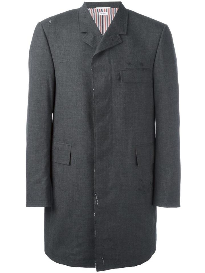 Thom Browne 'chesterfield' Overcoat, Men's, Size: 2, Grey, Cupro/wool