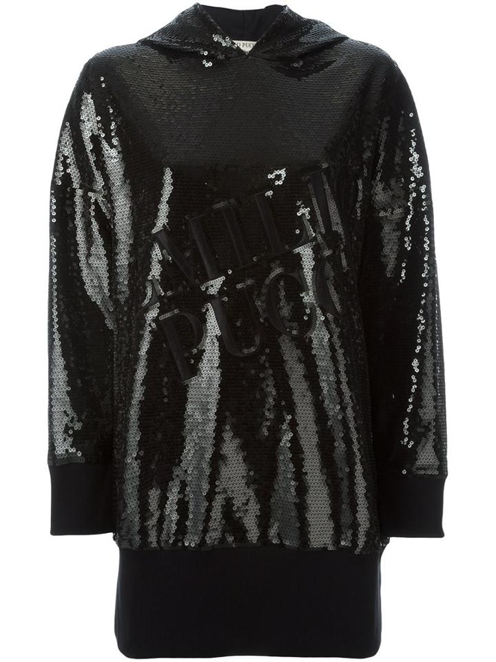 Emilio Pucci Sequin Embellished Hoodie, Women's, Size: Medium, Black, Cotton/sequin