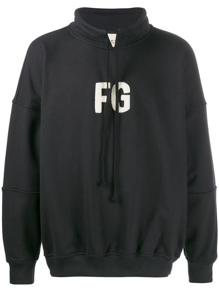 Fear Of God 'fg' Embroidered Hoodie - Black