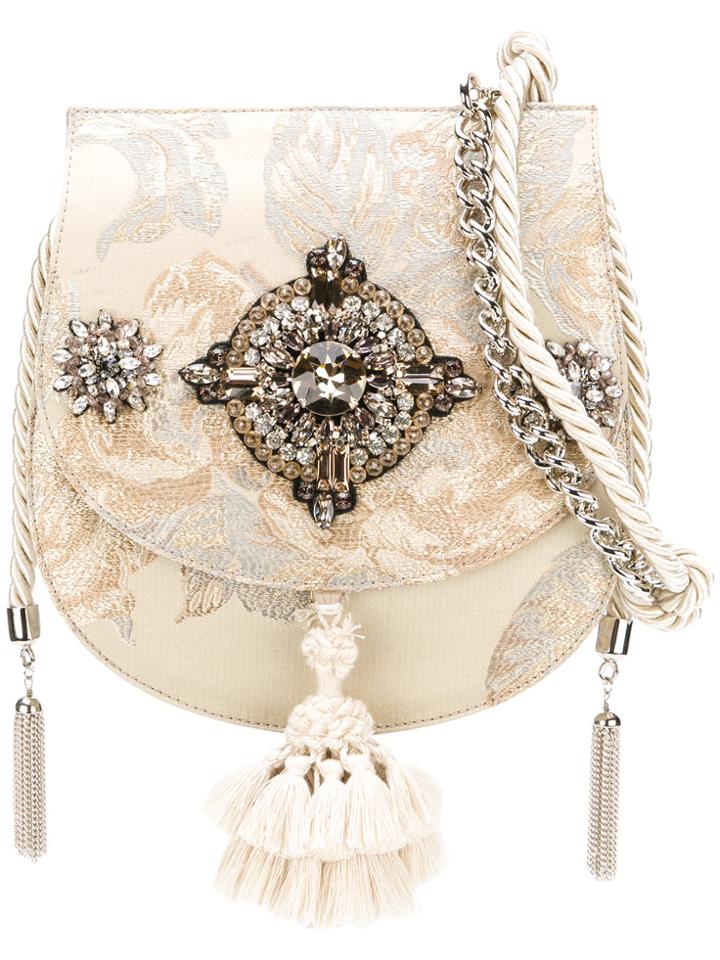 Christian Pellizzari Jewel Tassel Jacquard Flap Bag - Nude & Neutrals