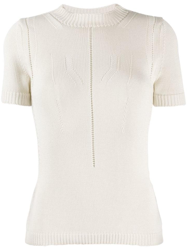 Emporio Armani Perforated Knit Top - Neutrals